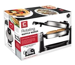 Rotating Belgian Waffle Maker, 180° Flip Iron W/ Non-Stick Plates, Adjustable Timer, Locking Lid, & Drip Plate, Space Saving Storage, Mess-Free Breakfast, Stainless Steel/Black -Wilton Shop 51AolwVxXPL