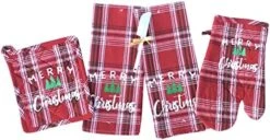 Winter Bear Christmas Kitchen Towel And Pot Holder Set: Traditional Red Black Check With Beary Christmas Patch -Wilton Shop 51AppZdvLyL. AC