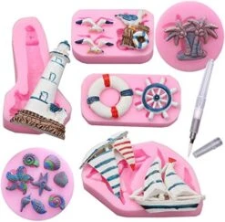 6 Pack Mermaid Fondant Cake Mold - Mermaid Seashell Starfish Conch Coral Seaweed Fish Turtles Silicone Mold Suitable For Cake Chocolate Candy Fondant Polymer Clay Crafting Projects 22 6 Pack Mermaid Fondant Cake Mold - Mermaid Seashell Starfish Conch Coral Seaweed Fish Turtles Silicone Mold Suitable For Cake Chocolate Candy Fondant Polymer Clay Crafting Projects -Wilton Shop 51Arnp7oikL. AC 1