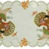 4PCS Fall Harvest Thanksgiving Placemats 11x17”, Embroidered Turkey Pumpkin Maple Leaf Place Mats Tray Cloths Ivory, Set Of 4 Pieces -Wilton Shop 51At1MVFuDL