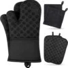 Ven Mitts And Pot Holders Set: 500℉ Heat Resistant Oven Gloves With Ovenmitts Hotpads And Kitchen Towels - Extra Long Kitchen Mittens And Potholders With Non-Slip Silicone Surface Safe For Cooking -Wilton Shop 51B0y2TaL5L