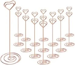 16pcs Place Card Holders, 8.75 Inches Tall Table Number Holders, Gold Picture Holder For Tables With Heart Shaped Clip For Wedding, Photos, Food Signs, Memo Notes, Restaurant, Birthday -Wilton Shop 51B9OqkQmL. AC