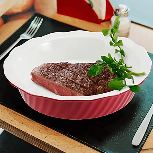 Pie Pan 9 Inch 2 Pack, Ceramic Pie Dish, Pie Plate For Dessert Kitchen, Round Baking Dish Pan For Dinner (Rouge Red) 8 Pie Pan 9 Inch 2 Pack, Ceramic Pie Dish, Pie Plate For Dessert Kitchen, Round Baking Dish Pan For Dinner (Rouge Red) - Image 6