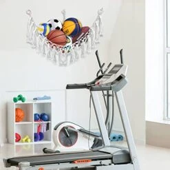 Ports Ball Storage Net Hammock For Hanging,Volleyballs Soccer Sport Equipment Organizer Storage Mesh,With Hook And Screw For Kids Bedroom Kids Room Playroom Storage (White) -Wilton Shop 51BIc43R3nL