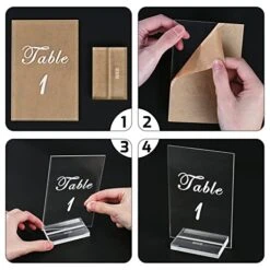  Acrylic Table Numbers 1-15 - 4x6” Wedding Table Numbers With Stand 3 Bags Of Gold Glitter Confetti - Clear Table Number Signs For Wedding Reception, Party, Event, Centerpiece Decoration -Wilton Shop 51BJie6GIBL