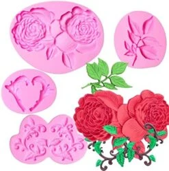 Rose Silicone Fondant Molds, Large Flower With Leaf Chocolate Mold, For Rural Cake Decorating, Cupcake Topper, Candy, Sugarcraft, Polymer Clay, Crafting, Resin, In Wedding And Birthday Cake -Wilton Shop 51BLjNmwATL. AC