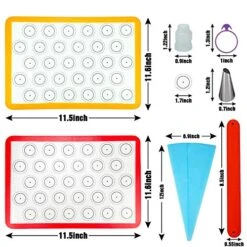 Macaron Baking Kit Silicone Mat(22 Pcs Set), Macaron Baking Supplies, Baking Set Of 2 Half Sheet Macaron Silicone Mats (15.7"x11.8"), 14 Piping Tip, 2 Piping Bag,2 Bag Tie, 2 Coupler
