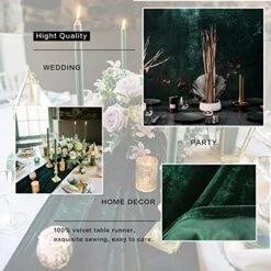 OME Emerald Green Velvet Table Runner, Luxurious Wedding Table Runner Decorations, 20 X 120 Inch 10ft Velvet Fabric Table Linen Overlay For Party -Wilton Shop 51BSxGgIeEL