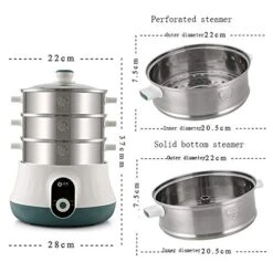 HYDZQ Electric Steamer 3-Layer High Capacity Multi-Function Appointment Timing Stainless Steel Steam Cooker Food Steamer Pot -Wilton Shop 51BblOUcdKL