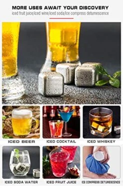 12 Pack Steel Rainbow Whiskey Stones For Men Dad Gifts, High Cooling Whiskey Rocks, Reusable Metal Ice Cubes, Chilling Stones, Wine Cooler For Drink,Bar Accessories W/Tongs & Freezer Tray -Wilton Shop 51Bd8t9meKL