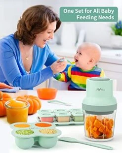 Baby Food Maker, HEYVALUE 13-in-1 Baby Food Processor Set For Fruit, Vegatable, Meat, Baby Food Blender With Baby Food Containers, Baby Food Freezer Tray, Baby Spoons, Silicone Spatula(Light Green) -Wilton Shop 51Bd9p1CxTL