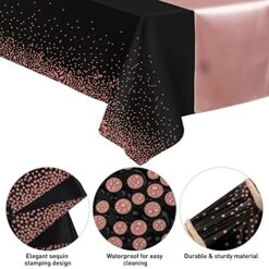 6 Pack Satin Sequin Table Runner, 6 Pack Tablecloth Set 12x108 Inch Smooth Table Runner 54x108 Inch Plastic Table Cover For Party Birthday Wedding Decor, Black And Rose Gold 14 6 Pack Satin Sequin Table Runner, 6 Pack Tablecloth Set 12x108 Inch Smooth Table Runner 54x108 Inch Plastic Table Cover For Party Birthday Wedding Decor, Black And Rose Gold -Wilton Shop 51BeAU6Ho2L