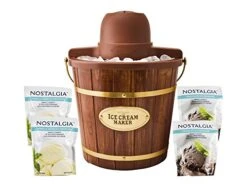 ICMW400BUN Wood Bucket Ice Cream Maker Sample Pack, 4-Qt, Brown