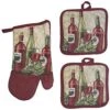 Set Of 3, Red Wine Collection Printed Decorative Non-Slip, Heat Resistant Kitchen Towel Set Includes 2 Potholder, 1 Oven Mitt. -Wilton Shop 51Bjsnl5ZJL