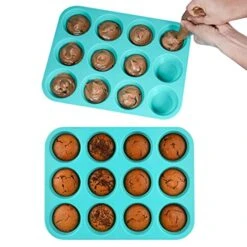 Silicone Muffin Pan Set - Cupcake Pans 12 Cups Silicone Baking Molds,BPA Free 100% Food Grade, Pinch Test Approved, Pack Of 2 -Wilton Shop 51BqaC4Z56L