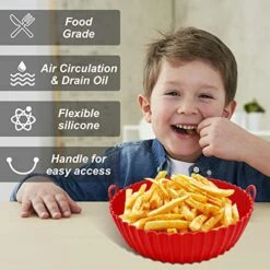 2-Pack Air Fryer Silicone Liners,YEEYAA 7.5inch Reusable Air Fryer Silicone Basket,Food Grade And Heat Resistant Air Fryer Silicone Pot Round For 3 To 5 QT For Air Fryer Accessories -Wilton Shop 51BuE2YVQZL