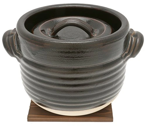 Kotobuki 190-813 Japanese Tenmoku Earthenware Rice Pot, Brown 3 Kotobuki 190-813 Japanese Tenmoku Earthenware Rice Pot, Brown