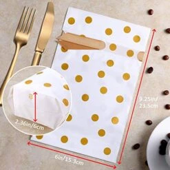 30 Packs Treat Bags With Drawstring Candy Bags, Plastic Favor Bag Drawstring Cookie Bags For Christmas Wedding Party Birthday Engagement Holiday Favor (Gold Polka Dot Print) -Wilton Shop 51BurwnPBaL