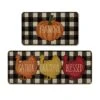 Artoid Mode Buffalo Plaid Pumpkin Turkey Thanksgiving Decorative Kitchen Mats Set Of 2, Fall Home Low-Profile Floor Kitchen Rugs-17x29 And 17x47 Inch