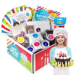 Baketivity DIY Birthday Cake Decorating Set For Girls And Boys. Box Includes All Pre-Measured Ingredients, Birthday Candles, Chef Hat And Apron. Perfect For Birthday Gift For Kids, Teens, And Adults.