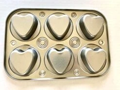 Happy Valentine's Day Cupcake Baking Pan 6 Cup Muffin Non Stick Holiday Proposal Engagement Perfect For Valentine Party, Classroom , Wedding And More