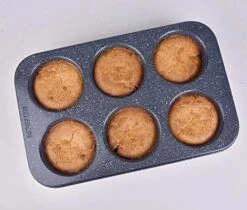 Jumbo Muffin Pan 6 Cup Carbon Steel Gray Stone Non Stick Coating Muffin Tin 3.5diax3inch Cup