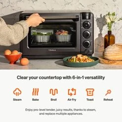 Smart Oven Pro, 6-in-1 Countertop Convection Oven - Steam, Toast, Air Fry, Bake, Broil, And Reheat - Smartphone Control Steam & Air Fryer Oven Combo - With Meal Subscription Credit ($50 Value) - WiFi Required -Wilton Shop 51C60AwRYDL