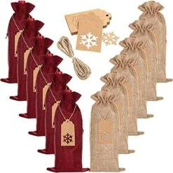 Burlap Wine Gift Bags, 12 Pack Jute Wine Bottle Bags With Drawstring, Reusable Wine Bottle Covers With Ropes And Tags -Wilton Shop 51C6RjBl1nS. AC