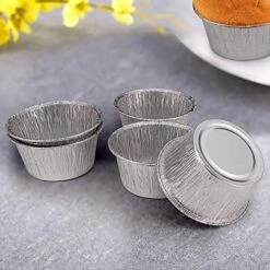50pcs Disposable Round Aluminum Foil Trays Containers Cake Cup 80x80x35mm For Kitchen Baking BBQ(Barbecues) Make Cake Desserts Make Food For Kids Heat Food At Family Dinner Friends Party Wedding -Wilton Shop 51CCizbZJQL
