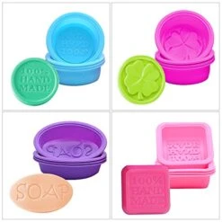 20 Pcs Silicone Soap Making Molds, Square Round Oval Shaped, FineGood Soft Cupcake Muffin Baking Pan For DIY Homemade Craft, Food Grade - Pink, Blue, Rose Red, Purple -Wilton Shop 51CE6Ktw4PL