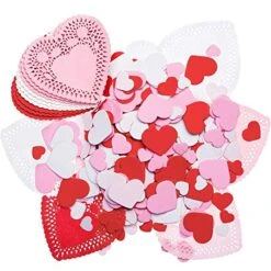 Hotop 300 Pieces Mini Valentine's Heart Doilies And 500 Pieces Foam Heart Stickers Adhesive Stickers For Wedding Decoration Valentine's Day Party (Red Pink White)
