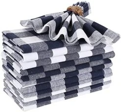 Cloth Dinner Napkin Gingham Plaid Check Fabric-18X18 Navy White, Wedding Napkins, Cocktails Napkins, Fabric Napkins, Cotton Napkins, Mitered Corners & Generous Hem, Dinner Napkins Set Of 12 -Wilton Shop 51CU8pGbjRS. AC