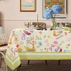 Easter Rectangle Tablecloth 60x120 Inch Spring Floral And Bunny Table Cloths Spill Proof Wrinkle Table Cloth For Kitchen Dining Decoration Holiday Parties -Wilton Shop 51CUPzSAG0L. AC 1
