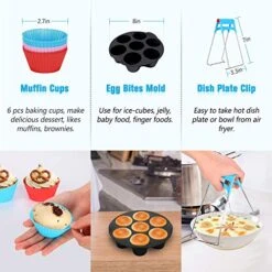 8 Inch XL Air Fryer Accessories, 19 Pcs Deep Fryer Accessories With Recipe Cookbook For Growise Phillips Cozyna Fits All 4.2QT - 5.8QT Air Fryer -Wilton Shop 51CXJgO5gIL