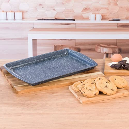 Russell Hobbs COMBO-5445 Nightfall Stone Baking Tray Set Of 2, Blue Marble, Suitable For Oven Use Up To 220°C, PFOA Free, Baking Oven Sheet For Biscuits, Cookies & More, Carbon Steel, 38 Cm 5 Russell Hobbs COMBO-5445 Nightfall Stone Baking Tray Set Of 2, Blue Marble, Suitable For Oven Use Up To 220°C, PFOA Free, Baking Oven Sheet For Biscuits, Cookies & More, Carbon Steel, 38 Cm - Image 3