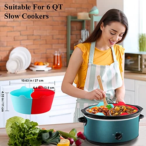 Slow Cooker Liner Fits For 6 QT Oval Slow Cooker, Easyjoy Silicone Slow Cooker Divider Insert For 6 Quart Slow Cookers, Reusable Slow Cooker Liners, BPA Free, Leakproof & Dishwasher Safe 5 Slow Cooker Liner Fits For 6 QT Oval Slow Cooker, Easyjoy Silicone Slow Cooker Divider Insert For 6 Quart Slow Cookers, Reusable Slow Cooker Liners, BPA Free, Leakproof & Dishwasher Safe - Image 3