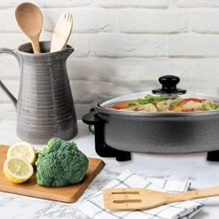 Nstick Electric Skillet - Aluminum Coated Grill Pan & Glass Lid Cover (12-Inch) 14 Nstick Electric Skillet - Aluminum Coated Grill Pan & Glass Lid Cover (12-Inch) -Wilton Shop 51CaBA0zaaL 1