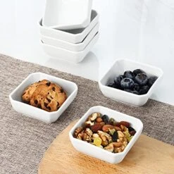 6 Oz Porcelain Square Bowl, Square Ramekins For Pudding And Snacks, Porcelain Dip Bowls, Small Serving Bowls For Dip Sauce And Baking, Oven Safe, White, Set Of 6 -Wilton Shop 51Cg7F7iJ0L