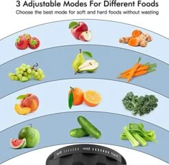 Juicer Machines, NXONE Cold Press Juicer For Vegetable And Fruit, Slow Masticating Juicer With 3 Speed Modes, Slow Juicer With Quiet Motor & Reverse Function, Easy To Clean With Brush, Black -Wilton Shop 51CgGUhmyLL