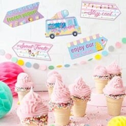 20 Pcs Ice Cream Party Decorations Ice Cream Party Sign Ice Cream Birthday Party Decorations Ice Cream Party Supplies Ice Cream Theme Party Decorations Street Photo Prop Cutouts For Home Party Decor -Wilton Shop 51ClGX8E0OL
