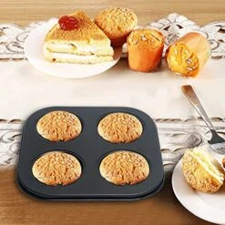 4 Hole Muffin Pan Muffin Trays, Bakeware Tins & Trays Non-stick Cupcake Baking Pan Mini Muffin Cups Pudding Bakeware Cake Mold For Oven Baking Roasting -Wilton Shop 51CoISOUs5L