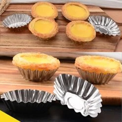 Egg Tart Molds, Mini Tart Pans, 10Pcs Stainless Steel Egg Tart Mold Cupcake Pie Cookie Pudding Mould Baking Cups, Bakeware Cake Cookie Mold Non-Stick Puto Cup For Pies Cheese Cakes Desserts Quiche -Wilton Shop 51CowzjK13L