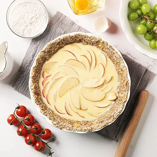 Ceramic Pie Pan For Baking, 10 Inches Round Baking Dish For Dinner, Non-Stick Pie Plate With Soft Wave Edge For Apple Pie, Pumpkin Pie, Pot Pies (White) 4 Ceramic Pie Pan For Baking, 10 Inches Round Baking Dish For Dinner, Non-Stick Pie Plate With Soft Wave Edge For Apple Pie, Pumpkin Pie, Pot Pies (White) - Image 2