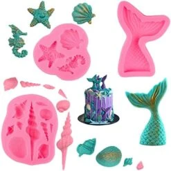 Marine Theme Fondant Molds, 4 PCS Seashell Conch Starfish Baking Silicone Molds For Cake Decoration Chocolate Soap Crafting -Wilton Shop 51CzEJ3ultL. AC