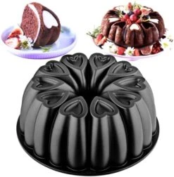 Heart Shape Aluminum Cake Pan, Titanium Coating, Non-Stick, 12 Cups, Heavy Duty, Gifts For Mom, 10 Inch Baking Mold, Cast Aluminum Fluted Tube Pan, Easy To Clean (Red) -Wilton Shop 51D3eGaElfL. AC
