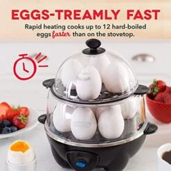 Dash Deluxe Rapid Egg Cooker For Hard Boiled, Poached, Scrambled Eggs, Omelets, Steamed Vegetables, Dumplings & More, 12 Capacity, With Auto Shut Off Feature - Black -Wilton Shop 51D5L5zQaKL