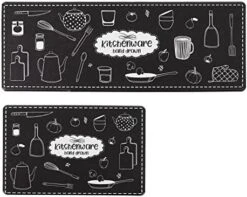 Anti Fatigue Comfort Kitchen Standing Desk Mat Decorative Ergonomic Floor Pad Kitchen Rug Waterproof Stain Resistance Non Slip Kitchen Set, 17.3''x27.6''+17.3''x47.2'', Eat Well -Wilton Shop 51D9Wb0KYnL. AC