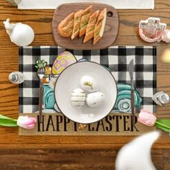 Buffalo Plaid Carrot Egg Truck Daisy Happy Easter Placemats Set Of 4, 12x18 Inch Seasonal Table Mats For Party Kitchen Dining Decoration 17 Buffalo Plaid Carrot Egg Truck Daisy Happy Easter Placemats Set Of 4, 12x18 Inch Seasonal Table Mats For Party Kitchen Dining Decoration -Wilton Shop 51DC6LiCLVL