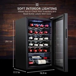 24 Bottle Compressor Wine Cooler Refrigerator W/Lock | Large Freestanding Wine Cellar For Red, White, Champagne Or Sparkling Wine | 41f-64f Digital Temperature Control Fridge Glass Door Black -Wilton Shop 51DFFEXkDJL