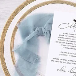 Oris Home Wedding Thank You Place Setting Cards With Dusty Blue Chiffon Ribbons, 4x6 Print To Add To Your Table Centerpieces And Wedding Decorations — Pack Of 50 -Wilton Shop 51DGVHMKR1L